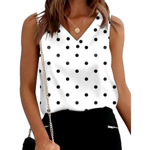 Sipaya Silk Satin Tank Tops for Women V Neck Summer Tops Sleeveless Camisole Business Casual Outfits Work Blouses (White, L)