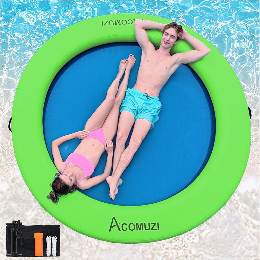 4/6/8/10/12FT Water Hammock Inflatable Floating Dock, Round Floating Ring Lake Floats for Adults, Heavy Duty Pool Float Raft for Ocean and Lake