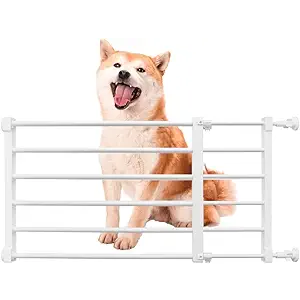 Short Dog Gate Expandable Dog Gate 22"-39.37" to Step Over,Pressure Mount Small Pet Gate,Low Pet Gate-Adjustable,Puppy Gate Indoor for Doorway,Stairs (White, S(9.4''H))