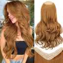 ALXNAN Long Wavy Hair Extensions for Women, Clip in Hair Extensions Clip Ins Soft Full Head Synthetic Hairpieces 20 Inch Strawberry Blonde