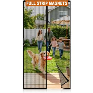 Magnetic Screen Door Mesh, Easy Install, Heavy Duty Fiberglass,Self Sealing Door Screen for Single Door Size 30 x 80 Inch, Screen Door Size 32 x 82 Inch