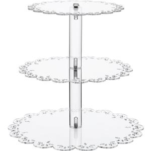 Acrylic Cupcake Stand 3 Tier Clear Dessert Tower Holder for 24 Cupcakes Round Transparent Display Cupcake Stand Table Centerpiece for Wedding Baby Shower Birthday Party Supplies,  3 Tier Acrylic Cupcake Tower