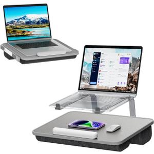 Lap Desk for Laptop, Elevated Laptop Stand for Bed, Fits up to 15.6" Laptops & MacBook, Lightweight Lap Desks for Adults with Comfortable Cushion for Bed & Couch (17.1*11.8 inch)
