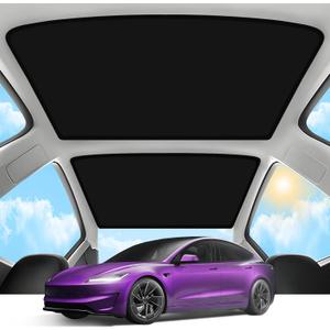 2025 Upgrade Sunshade Roof for Tesla Model 3 Highland 2024 2025 [No-Gap/Sag-Free] Heat Insulation Glass Roof Sunshade Sunroof for Tesla Model 3 Accessories 2025 2024 Black