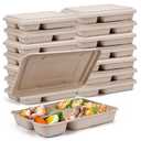 Kaderron 11"x8.7" Take Out Food Containers with Lids, 4 Compartment 25 Pack Disposable Takeout Box Leakproof and Microwave Safe for Food Servicing