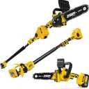 IMOUMLIVE 2-IN-1 Cordless 8 Inch Pole Saw & Chainsaw, 21V 3Ah Battery, 14.7ft Max Reach, 8.3lb Lightweight, Powered Pole Saws for Tree Trimming, Tree Trimmer for Branch Cutting