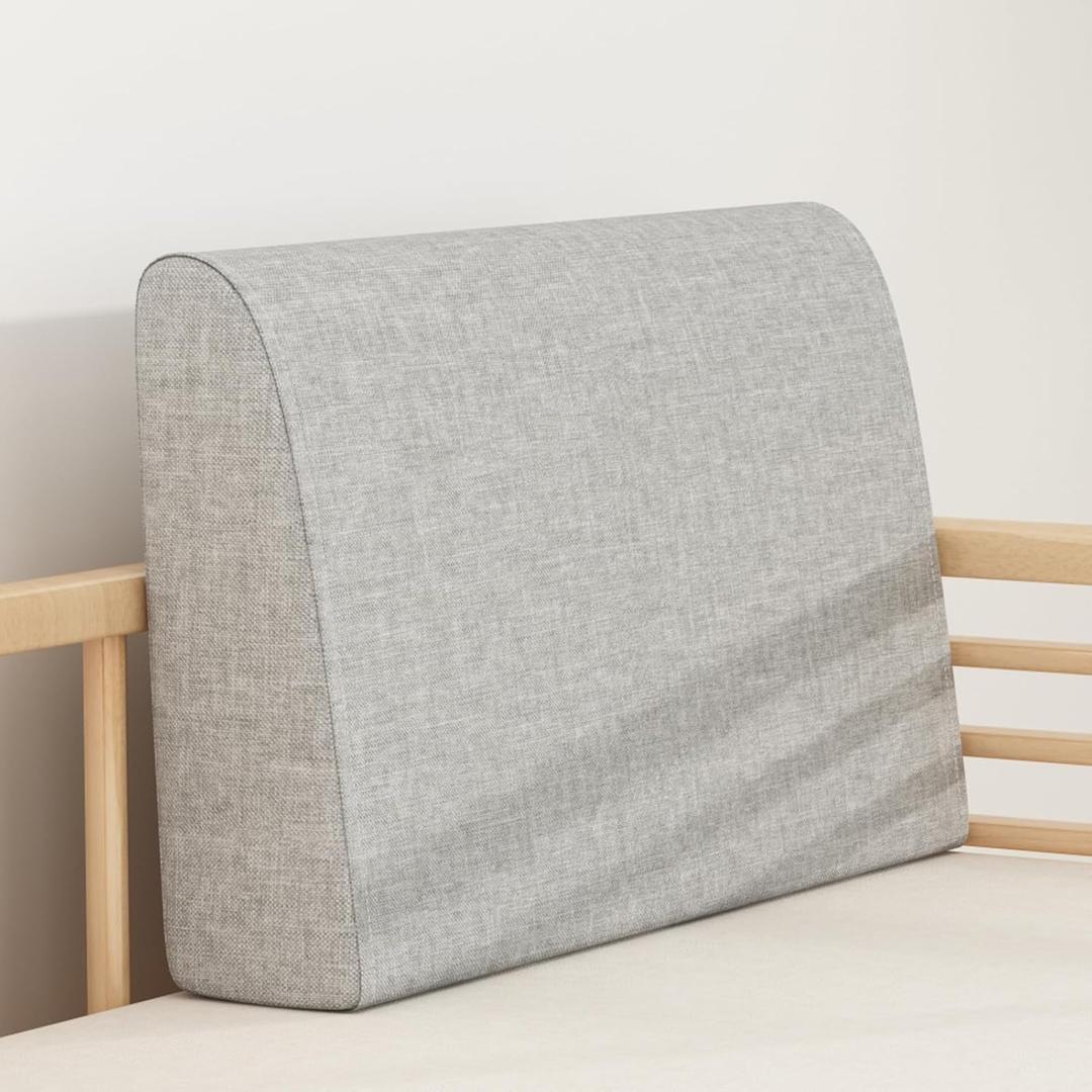 Couch Back Cushions Pillows, Wedge Pillow for Couch & Bed, Back Lumbar Support Pillow, High-Density Foam Backrest Cushion with Linen Cover for Back Pain Relief (20''x19.2''x6'', Medium Grey,