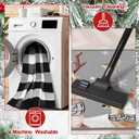 Dunzy 2 Pcs Christmas Welcome Mat Outdoor Reindeer Doormat 17x30 & Black White Plaid Entrance Rug 28x43 Non Slip Floor Mat Layered for Indoor Outside Xmas Elk Home Front Door Porch Entryway Decor (Let It Snow)