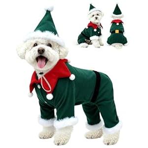 CuteBone Christmas Dog Costumes for Small, Medium, Large Dogs – Elf Pet Cosplay Outfits | Cute Puppy Costume for Holiday Party, Dress-Up, Photo Shoots GBZ07S