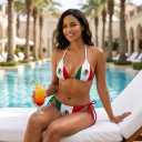 Mexico Flag Women Micro Sexy Bikini Bra Set Summer Beachwear Sexy Beach Two Pieces Bathing Suits Swimwear (L)