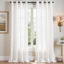 jinchan White Linen Curtains 96 Inch Long for Living Room Bedroom 2 Panel Set Soft Light Filtering Grommet Drapes Neutral Decor Suitable for Home Office Dining Room 8FT Semi Sheer Farmhouse Curtains