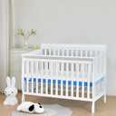 Dual Sided Comfort Gel Memory Foam Breathable Baby Bed Mattress for Crib, Premium for Infant and Toddler with Removable Outer Cover, White & Blue, Standard Size 52 x 27.5 x 5 Inches