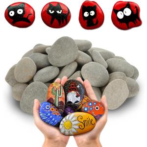 80 Pcs River Rocks for Painting, 1.2-2 Inch River Rocks Craft Rocks for Arts Multi-Color Painting Rocks for Kids Project, Crafts and Family DIY Project