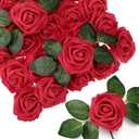 150 Pieces Artificial Roses Bulks Fake Roses Flowers for DIY Wedding Bouquets Valentines Party Holiday Baby Shower Home Decorations(Red)