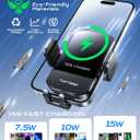 Wireless Car Charger, 15W Fast Charging Auto Clamping Phone Holders Phone Mount fit for iPhone 17 16 15 14 13 12 Pro Max 11 XR XS, Samsung Galaxy S25 Ultra S24 S23, Black