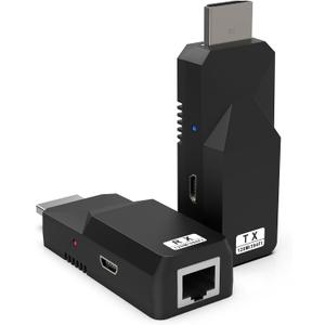 HDMI Extender Over Cat5e/6/7, HDMI Adapter, No Delay, Plug & Play, 1080P Full HD Transmit Up to 394 Ft, HDCP1.2
