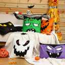 Breling 6 Set Halloween Pillow Covers, Black Cats Ghosts Pumpkin Soft Plush Faux Fur Wool Couch Throw Cushion Cover for Halloween Sofa Chair Bed Home Decorative (16 x 16 Inches)