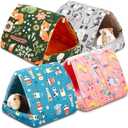 4 Pcs Guinea Pig Hideout, Guinea Pig Bed Tunnel, Rabbit Washable Small House Cage Accessories for Bunny Hedgehog Mouse Chinchillas Hamsters Ferrets Bearded Dragons Rats(Wonder Tale,9.8 in)