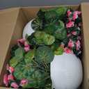 2 Sets Artificial Hanging Baskets Flowers for Outdoors, Already Assembly Silk Flower with Hanging Baskets UV Resistant Realistic for Spring Summer Garden Porch Yard Patio Outside Decor, Pink