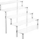 Risers Display Stands, 12 Inch 5 Tier Clear Acrylic Shelves, Perfume Stand Organizer for Figurine Display, Makeup, Toys, Cupcake.