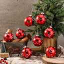 Soulchen 7 Pcs Glass Western Christmas Ornaments 3.15 Paisley Bandana Print Ball Ornaments Western Cowboy Party Decorations Rustic Holiday Baubles for Home Christmas Tree Gift (Red)