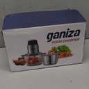 GANIZA Food Processors, Electric Food Chopper with Meat Grinder & Vegetable Chopper - 2 Bowls (8 Cup+8 Cup) with Powerful 450W Copper Motor - Includes 2 Sets of Bi-Level Blades for Fruits/Meat/Nuts (Black)