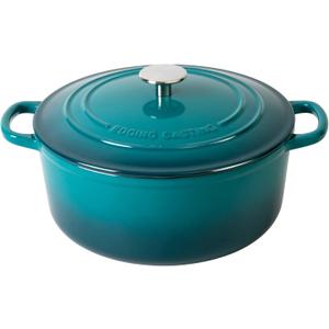 EDGING CASTING Dutch Ovens with Lid, Enameled Cast Iron Covered 5.5 Quart Dutch Oven with Dual Handle, Darkcyan