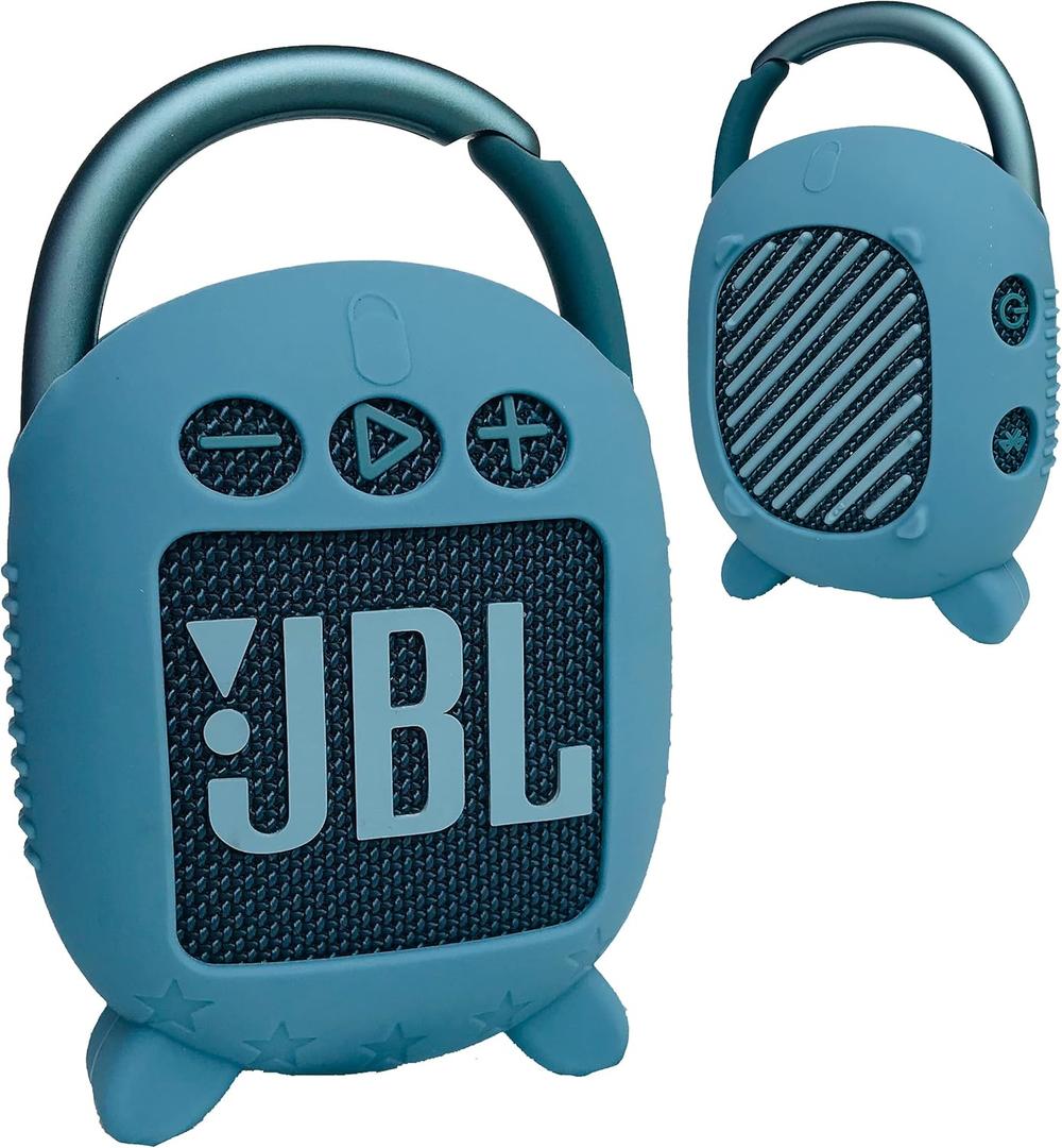 JCHPINE Silicone Cover Case for JBL Clip 4 Portable Bluetooth Speaker, Protective Carrying Case for JBL Clip 4 Portable Bluetooth Speaker Stand Up Holder (Blue)