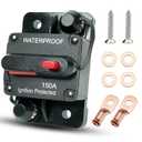 150 Amp Circuit Breaker for Boat Trolling Motor Marine ATV Trailer Vehicles Stereo Audio Electronic Battery Solar System Inline Fuse with Manual Reset Switch Waterproof DC 12V-48V (150A)