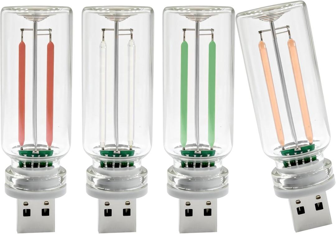 4 PCS USB Car Night Light,Touch Dimmable Mini LED Lights,Portable Retro Glass Bottle Decorative Lights for Car Interior, Bedroom,Hallway & Party Decor (Red&Blue&Green&Purple)