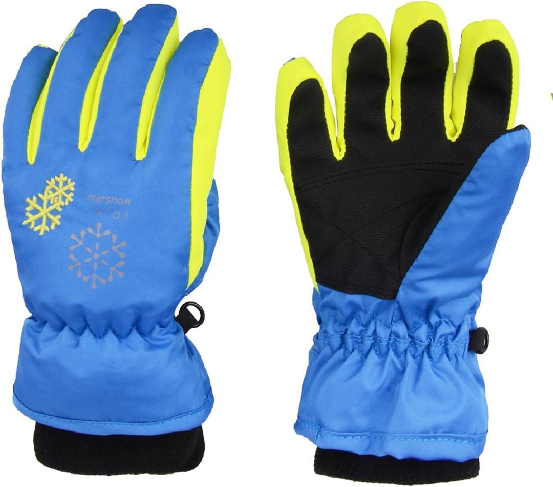 JEELAD Kids Snow Gloves - Winter Ski & Snowboard Gloves for Boys & Girls (XS (3-5 years old), A-Blue)