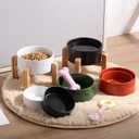 Petygooing 28 OZ Rust Red Elevated/Raised Ceramic Dog Bowl for Small and Medium Breeds, Dog Food Water Dish with Stand,Pet Feeding Bowl with Anti Slip Rubber for Cats Small and Medium Dogs (3.6 Cups)