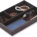 Desktop Storage Organizer, Nightstand or Dresser Organizer, Valet Tray, Entry Table Organizer, Modern bedside Box,PU Leather Drawer Storage Organizer Decorative Trays. (brown)