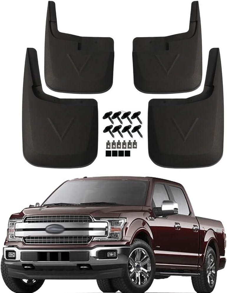 KCOOL Mud Flaps Compatible with Ford 2015-2020 F150 Without OEM Fender Flares Custom Front and Rear Mud Guard Set (4pcs Set) KCOOL Mud Flaps Compatible with Ford 2015-2020 F150 Without OEM Fender Flares Custom Front and Rear Mud Guard Set (4pcs Set)