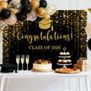 Mocsicka Class of 2026 Backdrop Black Gold Glitter Bokeh Graduation Party Background 2026 Congrats Grad Prom Party Cake Table Decoration Photo Booth Props (8x6ft)