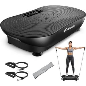 MERACH Vibration Plate Exercise Machine, Vibrating Platform for Lymphatic Drainage Weight Loss Muscle Activation, Full Body Home Exercise Equipment with LED Touch Screen Bluetooth Pull Cord
