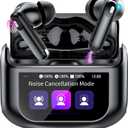 Wireless Earbuds Bluetooth 5.4 ANC Noise Cancelling Headphones 32H Playtime,Earphones with Multifunction Touch Screen Case,HiFi Stereo,IPX7 Ear Buds Built-in Mic for iOS Android(Black) 