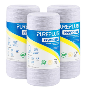 PUREPLUS 25 Micron 10 x 4.5 Whole House String Wound Sediment Filter for Well Water, Replacement Cartridge for 84637, WPX5BB97P, PC10, CW5-BBS, 355215-45, WP10BB97P, WP5BB97P, 3 Pack