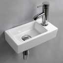 Wall Hung Basin Sink Small Cloakroom Basin Rectangle Ceramic Wash Basin Right Hand (Classic), Mini