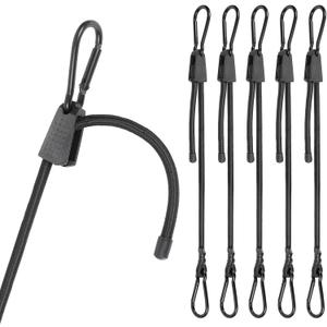 6 PCS Adjustable Bungee Cords with Hooks, 48 Inches Black Elastic Cord with Carabiner Hooks, Heavy Duty Bungee Straps for Outdoor Tent, Cart, Bike Rack, Trucks, Luggage and Cargo