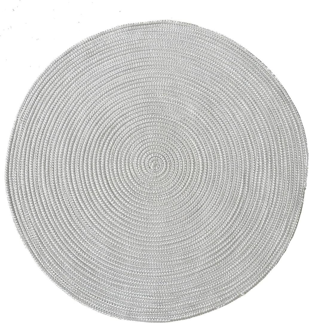 Hand Woven Round Area Rugs Living Room Bedroom Study Computer Chair Cushion Base Mat Round Carpet Lifts Basket Swivel Chair Pad Coffee Table Rug(2' Round, Gray)