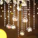 24 Sets Hanging Glass Candle Holder Wedding Glass Globe with Acrylic Gems Bead Garland Tea Light Holder Orbs Container for Flower Plants Micro Landscape DIY Xmas Tree Party Decoration 2.36 Inch