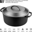 VORRINGARD Pre-Seasoned Cast Iron Dutch Oven with Lid, Round and Dual Handles, for Stovetop, Camping, Grill, Induction, Electric, Black, 3 qt