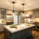 2 Pack Glass Pendant Lights Kitchen Island, 8 Inch Modern Black Kitchen Pendant Lighting Over Island, Adjustable Hanging Island Lights for Kitchen, Dining Room, Sink, 8.27'' H X 7.68'' W X 7.68'' D