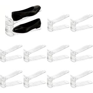 Shoe Slots Organizer, Shoe Stacker, Adjustable Level Shoe Rack Organizer, Space Saver Storage Shoe Holder Organization (10)