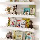 Nursery Book Shelves, 4-Pack White Floating Shelves for Wall Kids, Scalloped Shelves, Wall Book Shelves for Bedroom Kids, Toddler Room, Baby Room, Nursery Decor (16.5 Inches)