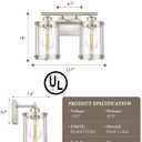 2-Light Brushed Nickel Bathroom Light Fixtures, 13.8 Inch Modern Bathroom Vanity Lighting Fixtures Over Mirror with Clear Glass and Metal Cage Wall Sconce Lights for Bath, E26, OS-3014BN-2W