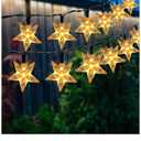 Solar Star Lights Outdoor - 50 LED Solar String Lights Outdoor Waterproof, 30.68ft Solar Powered Star String Lights, Warm White Twinkle Fairy Lights for Garden Fence Yard Decorations, 8 Modes