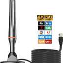 Smart TV Antenna for Smart TV Indoor with Strong Magnetic Base, 360 Reception Digital HDTV Antenna Indoor 4k -10FT Long CablesBlack-Magnetic Base (Milky)