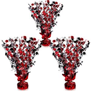 Funrous 3 Piece Graduation Table Centerpiece Party Decorations Class of 2025 Metallic Cap Decor Gleam Glitter Foil Congratulate Graduation Party Favor Supplies(Black and Red)